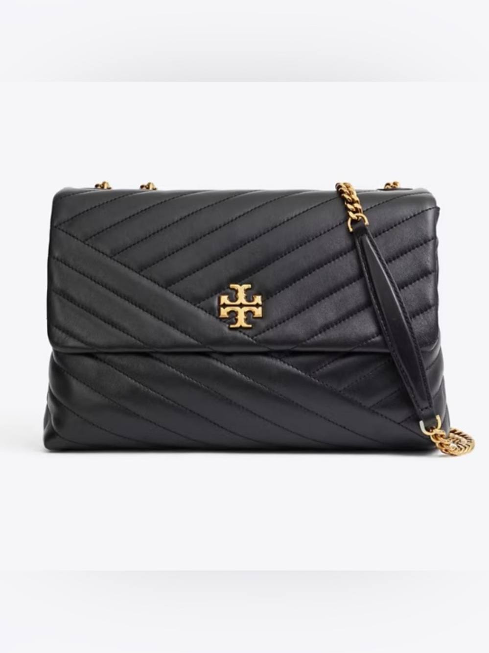 Tory Burch Black Kira Chevron Convertible Shoulder Bag